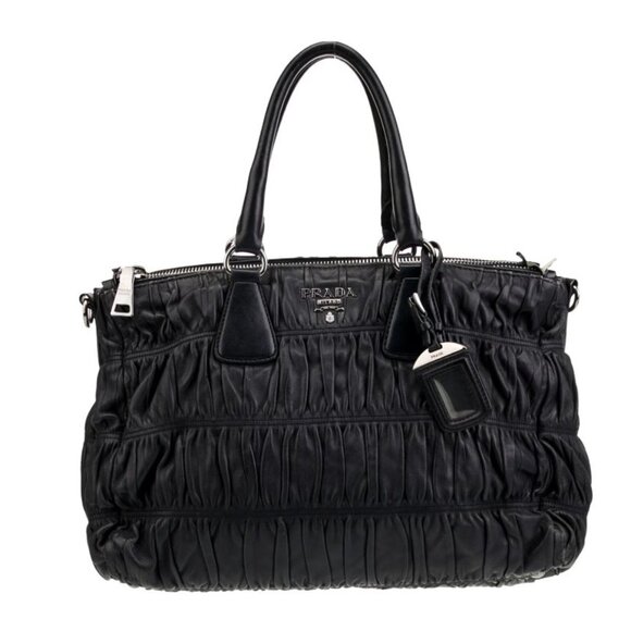 Prada Napa Gaufre Black Shoulder Bag authentic - Picture 1 of 15